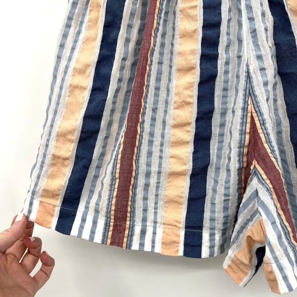 ULLA JOHNSON Martim Shorts in Sky Size 2 Blue White Coral Red High Waist Tie - Picture 15 of 16
